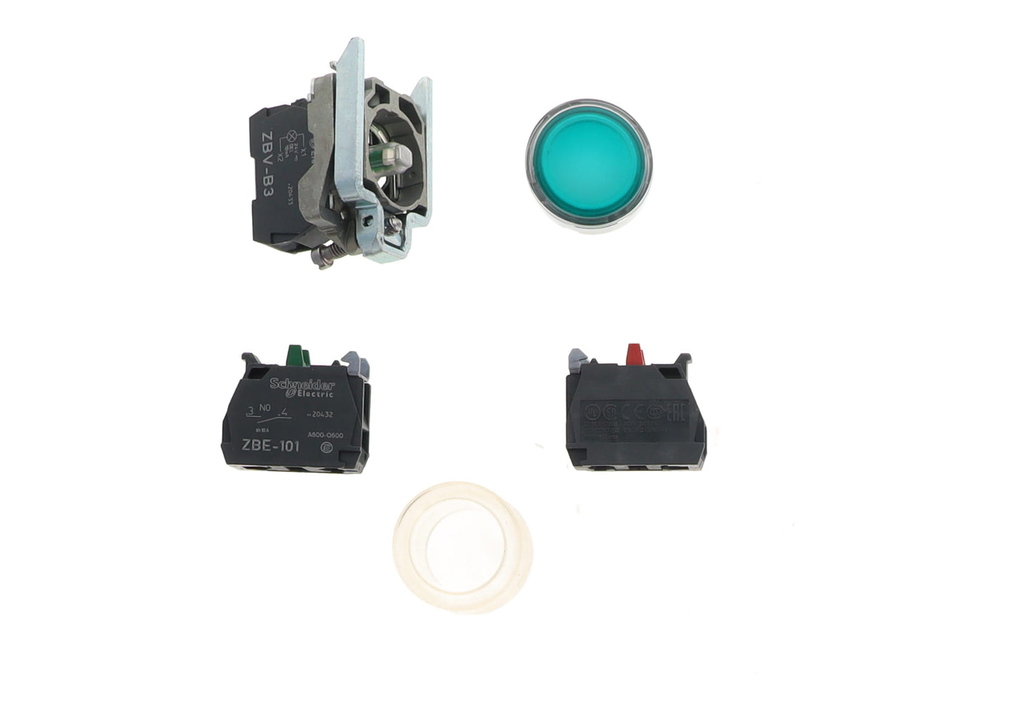 SWITCH, PUSH BUTTON W/CONTACT GREEN LED