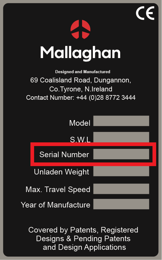 Serial number plate example 1